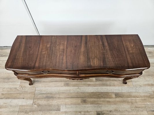 Vintage Chippendale Style Dressing Table in Walnut with Brass Handles, 1930s-ZUW-2022702