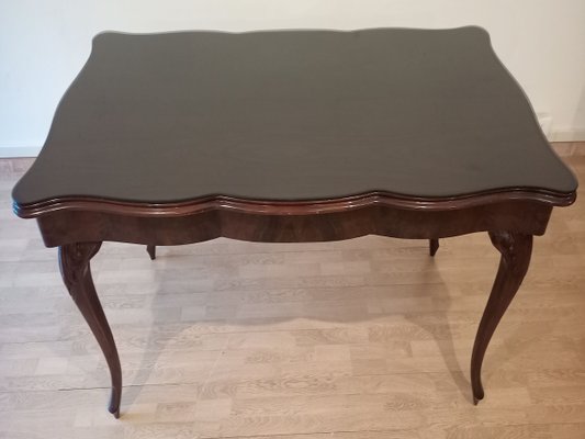 Vintage Chippendale Table in Smoked Tempered Glass with Walnut Top-BZF-1291762