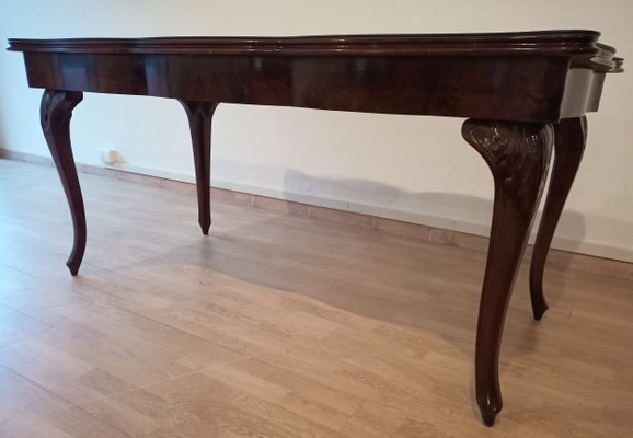 Vintage Chippendale Table in Smoked Tempered Glass with Walnut Top-BZF-1291762