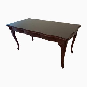 Vintage Chippendale Table in Smoked Tempered Glass with Walnut Top-BZF-1291762