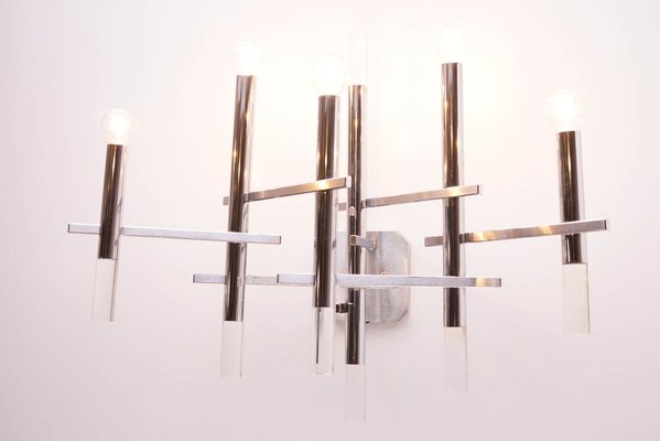 Vintage Chrome and Acrylic Glass Sconce by Gaetano Sciolari, 1960s-KIJ-1332059