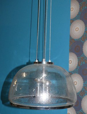 Vintage Chrome and Glass Dome Ceiling Lamp from Hustadt Leuchten, 1970s-AFE-693205