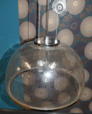 Vintage Chrome and Glass Dome Ceiling Lamp from Hustadt Leuchten, 1970s-AFE-693205