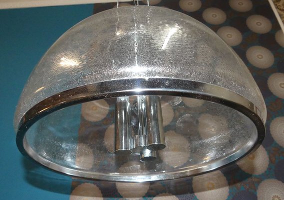 Vintage Chrome and Glass Dome Ceiling Lamp from Hustadt Leuchten, 1970s-AFE-693205