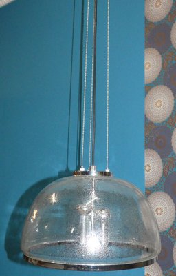 Vintage Chrome and Glass Dome Ceiling Lamp from Hustadt Leuchten, 1970s-AFE-693205