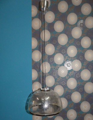 Vintage Chrome and Glass Dome Ceiling Lamp from Hustadt Leuchten, 1970s-AFE-693205