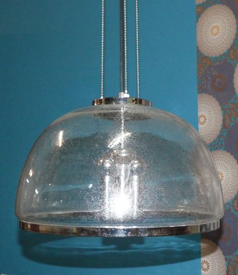 Vintage Chrome and Glass Dome Ceiling Lamp from Hustadt Leuchten, 1970s-AFE-693205