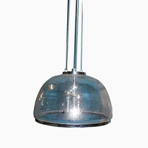 Vintage Chrome and Glass Dome Ceiling Lamp from Hustadt Leuchten, 1970s-AFE-693205