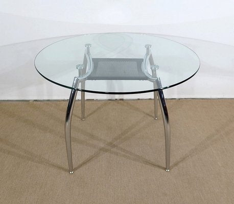 Vintage Chrome and Glass Metal Table, 1970s-RVK-1311080