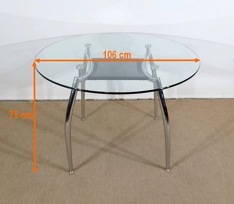 Vintage Chrome and Glass Metal Table, 1970s-RVK-1311080