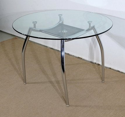 Vintage Chrome and Glass Metal Table, 1970s-RVK-1311080