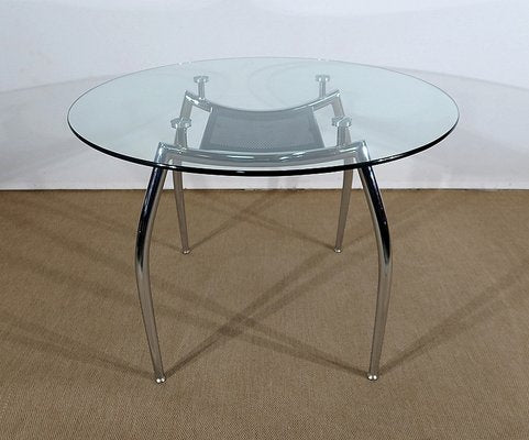 Vintage Chrome and Glass Metal Table, 1970s-RVK-1311080