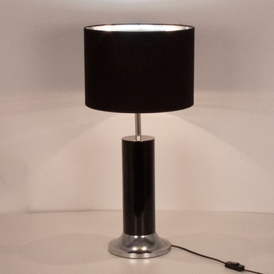 Vintage Chrome & Black Enameled Metal Table Lamp by Goffredo Reggiani, 1970s-KT-842652