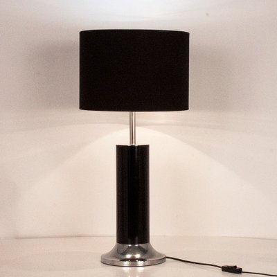 Vintage Chrome & Black Enameled Metal Table Lamp by Goffredo Reggiani, 1970s-KT-842652