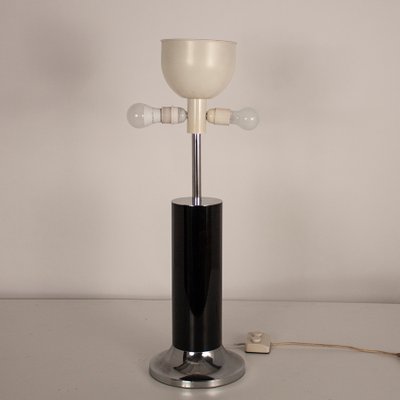 Vintage Chrome & Black Enameled Metal Table Lamp by Goffredo Reggiani, 1970s-KT-842652