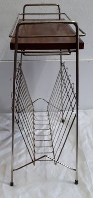 Vintage Chrome Plated Magazine Rack with Black Plastic Feet and a Cover Plate, 1970s-HOI-970239