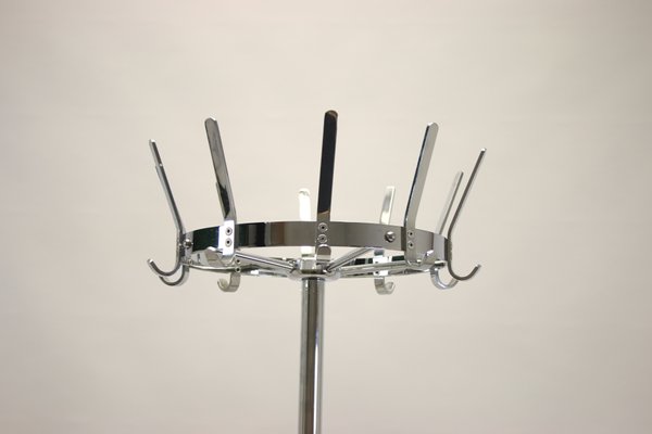 Vintage Chrome Standing Coat Rack with Cast Iron Umbrella Rack, 1950s-EZZ-682482