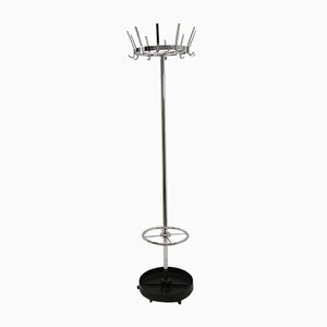 Vintage Chrome Standing Coat Rack with Cast Iron Umbrella Rack, 1950s-EZZ-682482