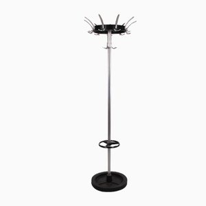 Vintage Chrome Standing Coat Rack with Umbrella Rack-EZZ-906616