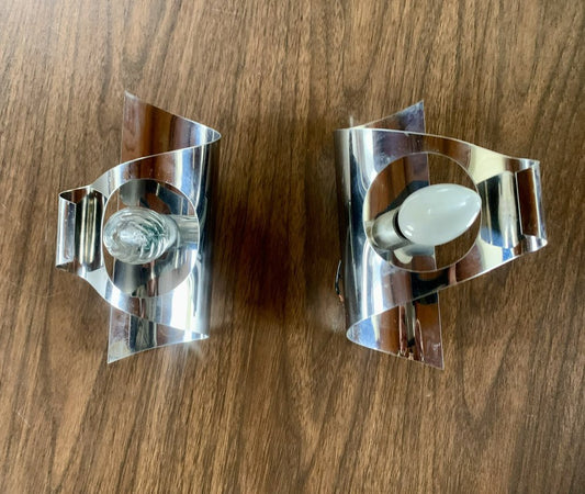 Vintage Chrome Wall Sconces, 1970s, Set of 2