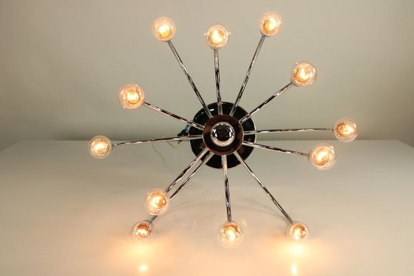 Vintage Chromed Brass Ceiling Lamp from Sciolari, 1970s-FUP-686033