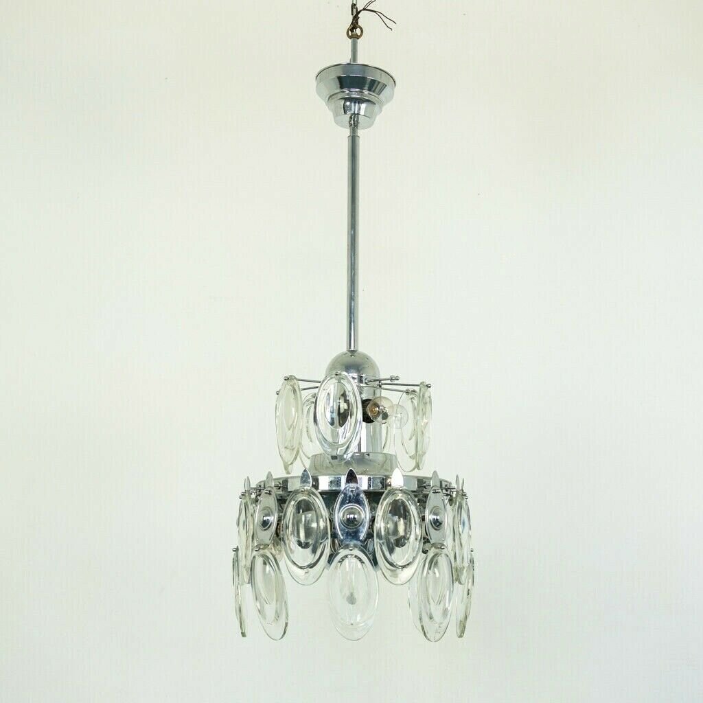 Vintage Chromed Metal 12-Light Ceiling Lamp by Gaetano Sciolari, 1970s