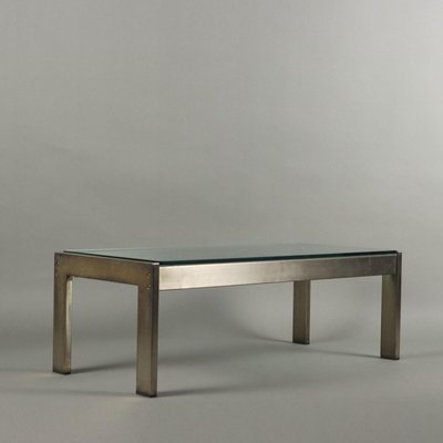 Vintage Chromed Metal Coffee Table with Glass Top, Italy, 1970s-VMM-2023820