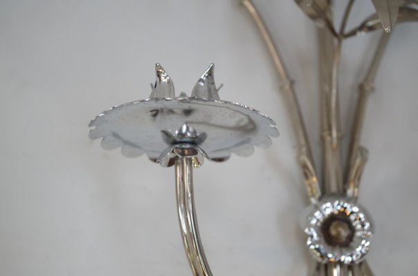 Vintage Chromed Palm Tree Sconces, 1970s, Set of 2-CEJ-488266