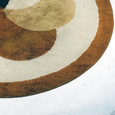 Vintage Circular Beige and Brown Wool Flower Rug attributed to Desso, Netherlands, 1970s-MH-1750829