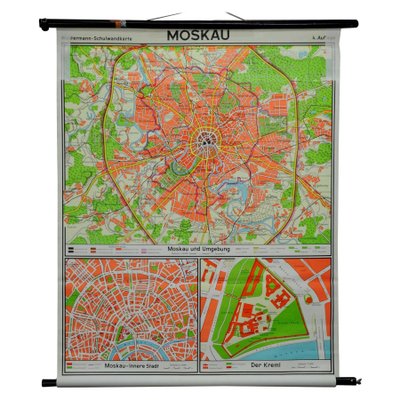 Vintage City Map of Moscow Pull Down Wall Chart-KJP-1149358