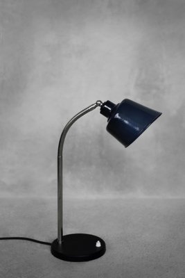 Vintage Classic Industrial Metal Polish Desk Lamp with Enamel Blue Shade, 1950s-ZAA-1781990