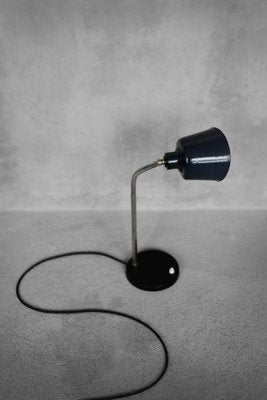 Vintage Classic Industrial Metal Polish Desk Lamp with Enamel Blue Shade, 1950s-ZAA-1781990