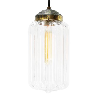 Vintage Clear Glass and Brass Pendant Lamp-BLS-714506