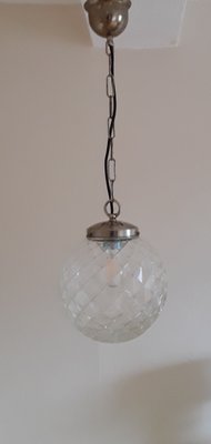 Vintage Clear Relief Glass Ball Lamp, 1970s-HOI-1352072