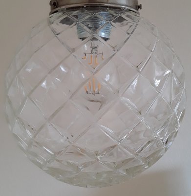 Vintage Clear Relief Glass Ball Lamp, 1970s-HOI-1352072