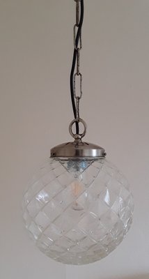 Vintage Clear Relief Glass Ball Lamp, 1970s-HOI-1352072