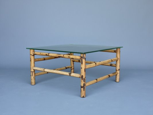 Vintage Coffee Table in Bamboo and Glass-MB-1195859