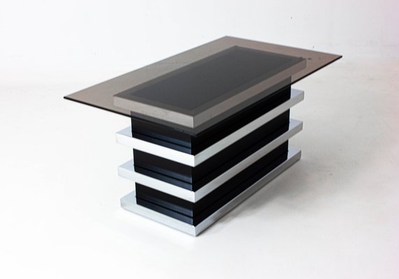 Vintage Coffee Table in Black & Chrome from Belgo Chrom / Dewulf Selection, 1970s-LIO-1742939