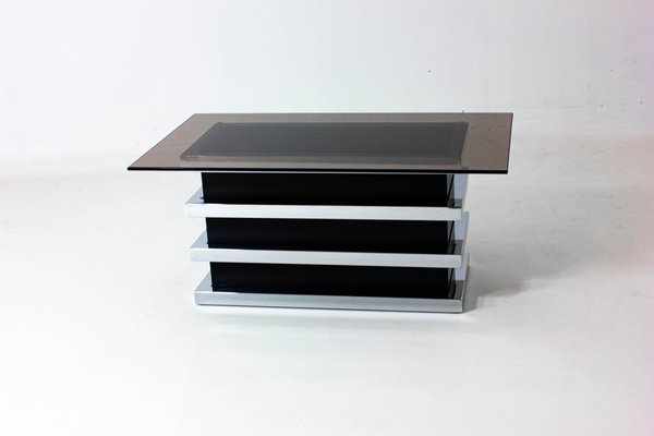 Vintage Coffee Table in Black & Chrome from Belgo Chrom / Dewulf Selection, 1970s-LIO-1742939