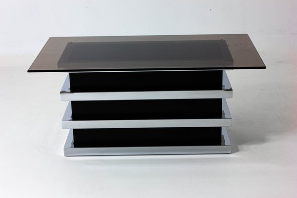 Vintage Coffee Table in Black & Chrome from Belgo Chrom / Dewulf Selection, 1970s-LIO-1742939