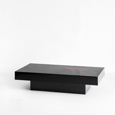 Vintage Coffee Table in Black Lacquered Wood by H. D. France, 1980s-ZFJ-2032041