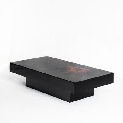 Vintage Coffee Table in Black Lacquered Wood by H. D. France, 1980s-ZFJ-2032041