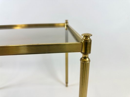 Vintage Coffee Table in Brass with Smoked Glass, 1970s-ZCY-2032527