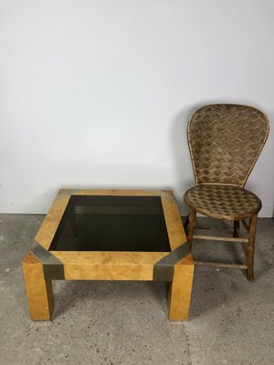 Vintage Coffee Table in Brush and Smoked Glass by Milo Baughman, 1970s-RWZ-1393281