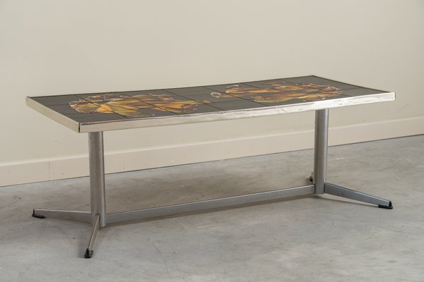 Vintage Coffee Table in Ceramic and Chrome, 1970s-UJE-2020680