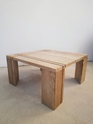 Vintage Coffee Table in Fluted Travertine, Italy, 1970s-UIW-1332175