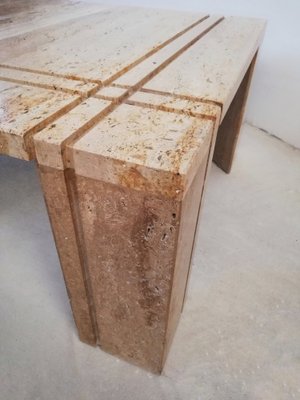 Vintage Coffee Table in Fluted Travertine, Italy, 1970s-UIW-1332175