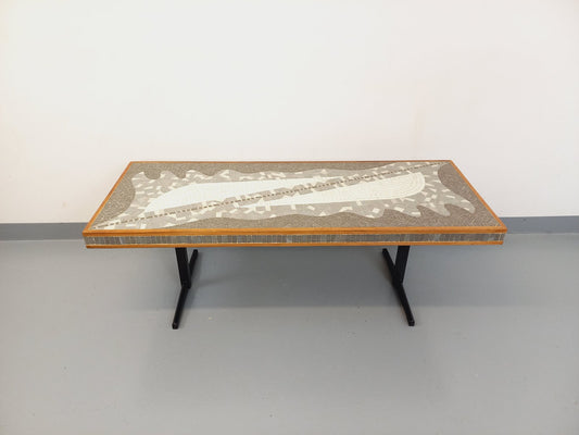 Vintage Coffee Table in Mosaic, Wood and Metal by Berthold Müller, 1960s