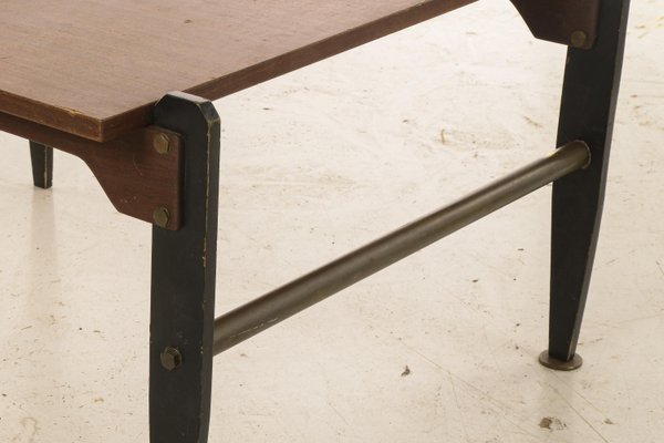 Vintage Coffee Table in Walnut with Varnished Legs & Metal Parts, 1960s-RAQ-979704