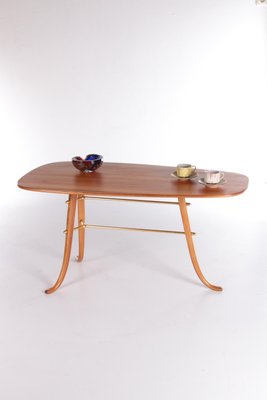 Vintage Coffee Table With 3 Legs & Brass Details, Scandinavia-EZZ-1173341